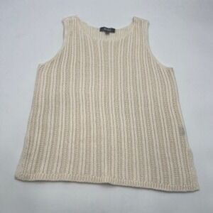 Marled Reunited Clothing Ivory Knit Tank Top Sleeveless Pointelle Sweater Large